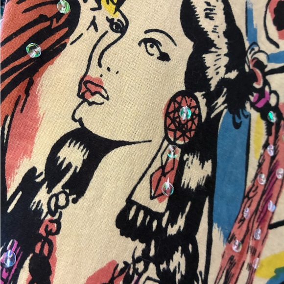 Vintage Funky People Aztec Mayan Ruins Volcano Print Midi Skirt - Picture 5 of 7